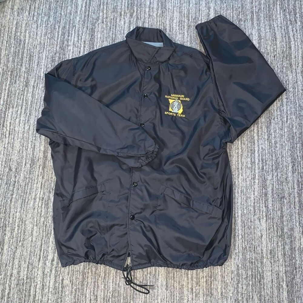 Vintage 80s Dunbrooke Men’s XL 100% Nylon Missouri‎ National Guard Black Jacket